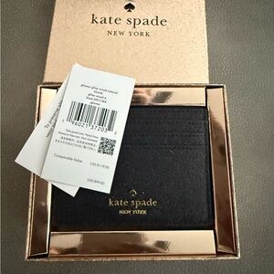 Kate Spade Black Card Holder with Gold Accents
